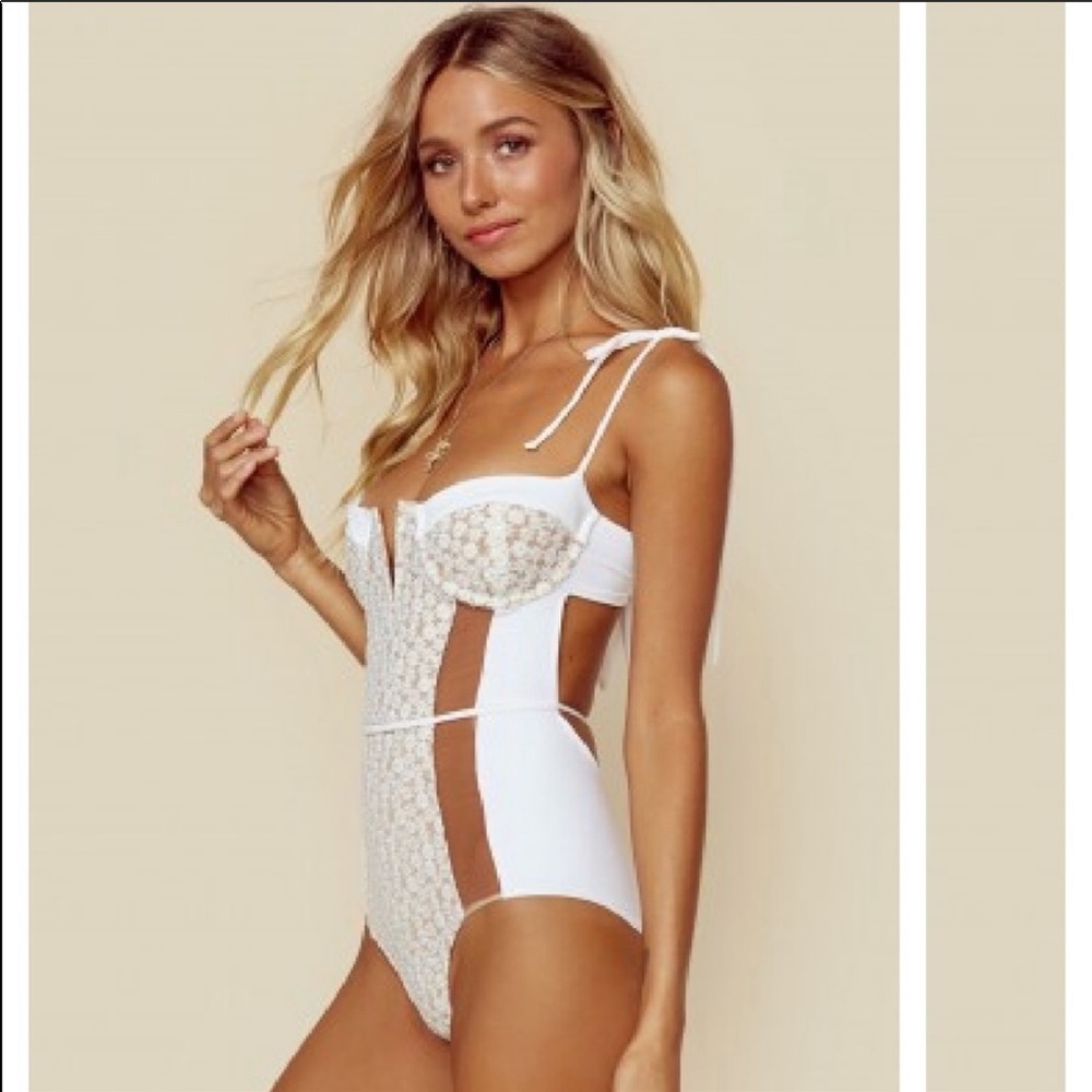For Love And Lemons Cream Lace One-Piece Swim - Picture 3 of 7
